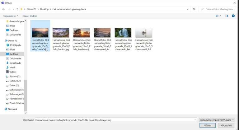 Gewünschten Hintergrund auswählen