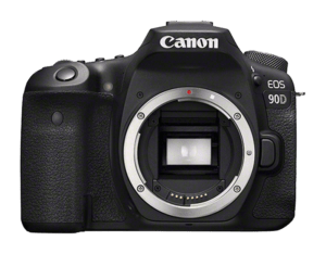 Canon EOS 90D Spiegelreflexkamera Vorderseite ohne Objektiv, DSLR Kamera von Canon mit APS-C bzw. CMOS-Sensor, Kamerasystem von Canon