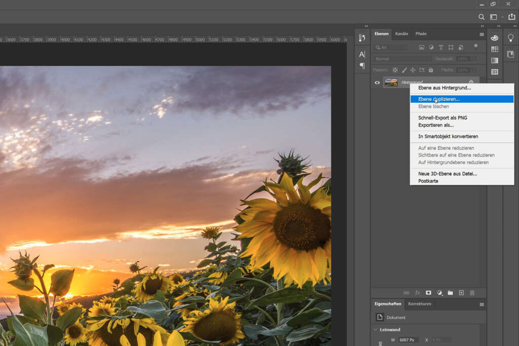Anleitung: Schatten oder Rahmen hinter Foto mit Photoshop einfügen für eine virtuelle Ausstellung mit VR-EASY - Ebene Duplizieren