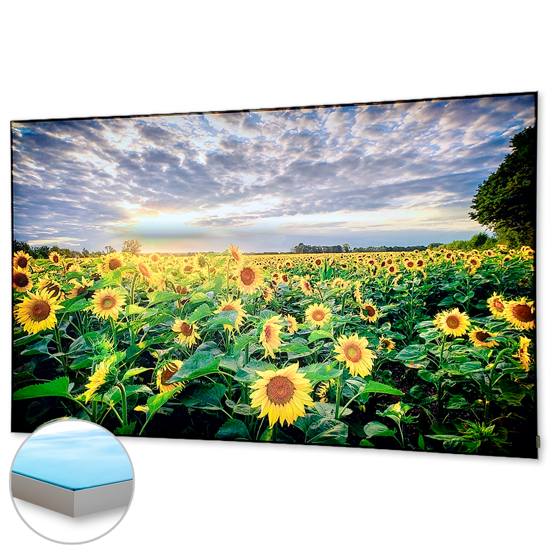 Produktbild eines Textil-Matrix-Leuchtbildes mit LED-Matrix-Beleuchtung und onnenblumenmotiv