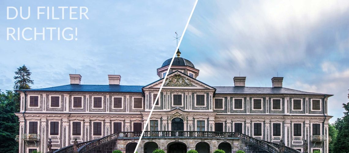 Schloss Favorit Rastatt vergleich mit oder ohne Filter (Graufilter) entsprechend als Kurz- oder Langzeitbelichtung